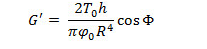 Shear modulus formula equation illustrating mechanical property calculations.
