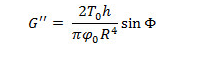 Rheology formula, G'' = (2T₀h)/(πφ₀R⁴)sinΦ, static deformation analysis in materials science.