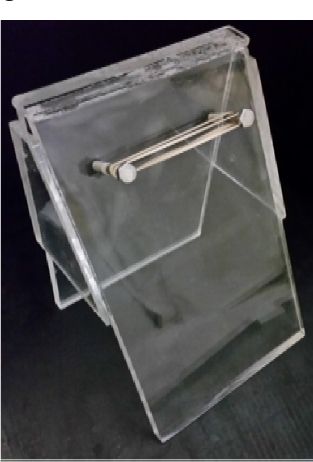 Static equilibrium setup, transparent acrylic sheets and rods, demonstrating force balance principles.